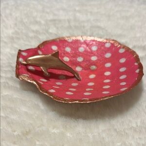 Handmade DIY Pink and Rose Gold Dolphin Jewelry Dish